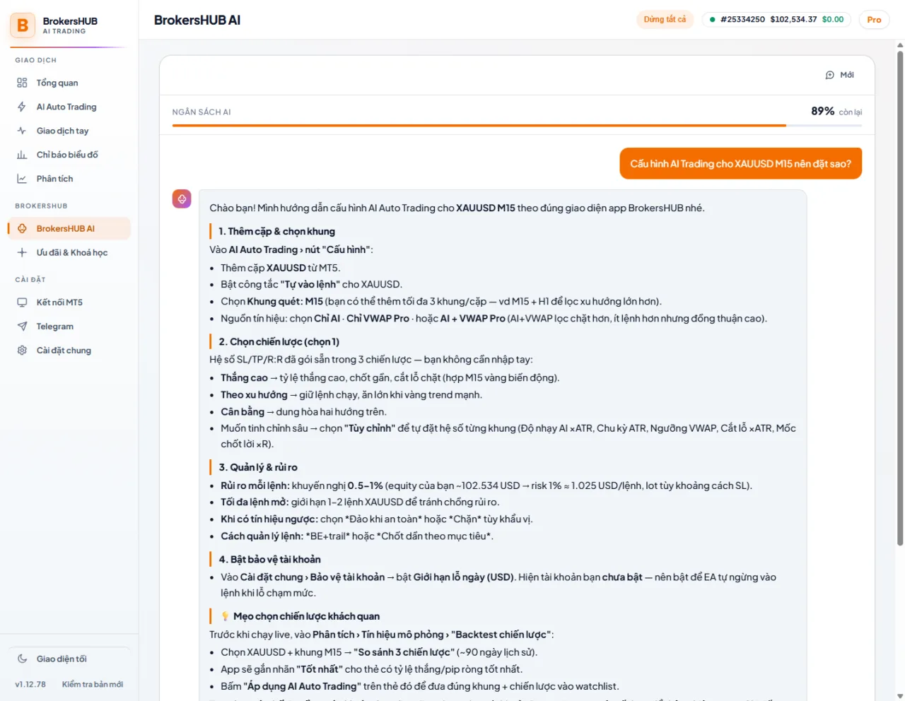 Kết quả phân tích của trợ lý BrokersHUB AI